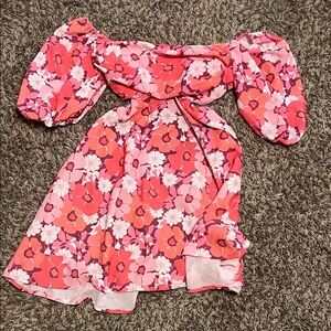 Hello Molly Pink & Coral Floral Off-Shoulder Mini Dress